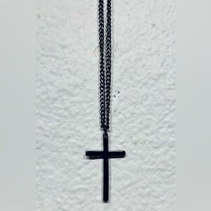 Black Metal Cross Necklace